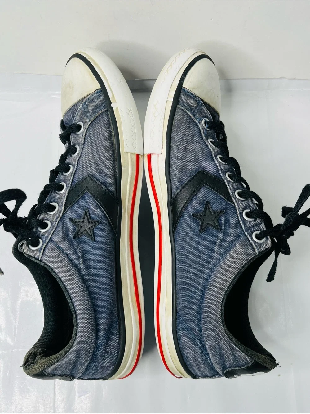 Vintage Converse One Star Low Top Blue Canvas Shoes Distressed Fade Men Size 6 - Picture 7 of 13